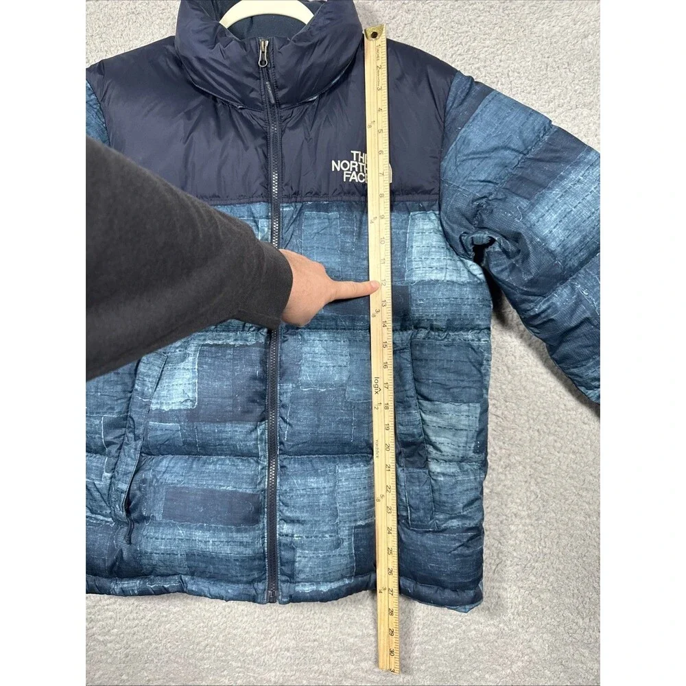 North Face Men's Novelty Nuptse Jacket -  Down Lining Medium Denim Pattern
